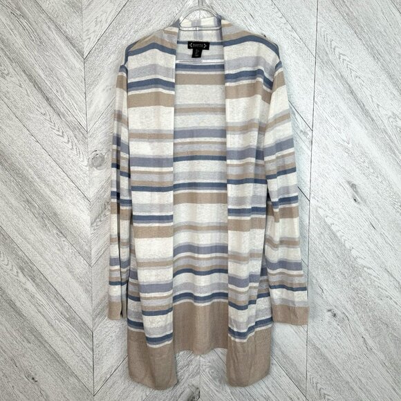 Nanette Lepore Open Front Cardigan Womens Large Long Lightweight Linen Blend - Picture 1 of 5